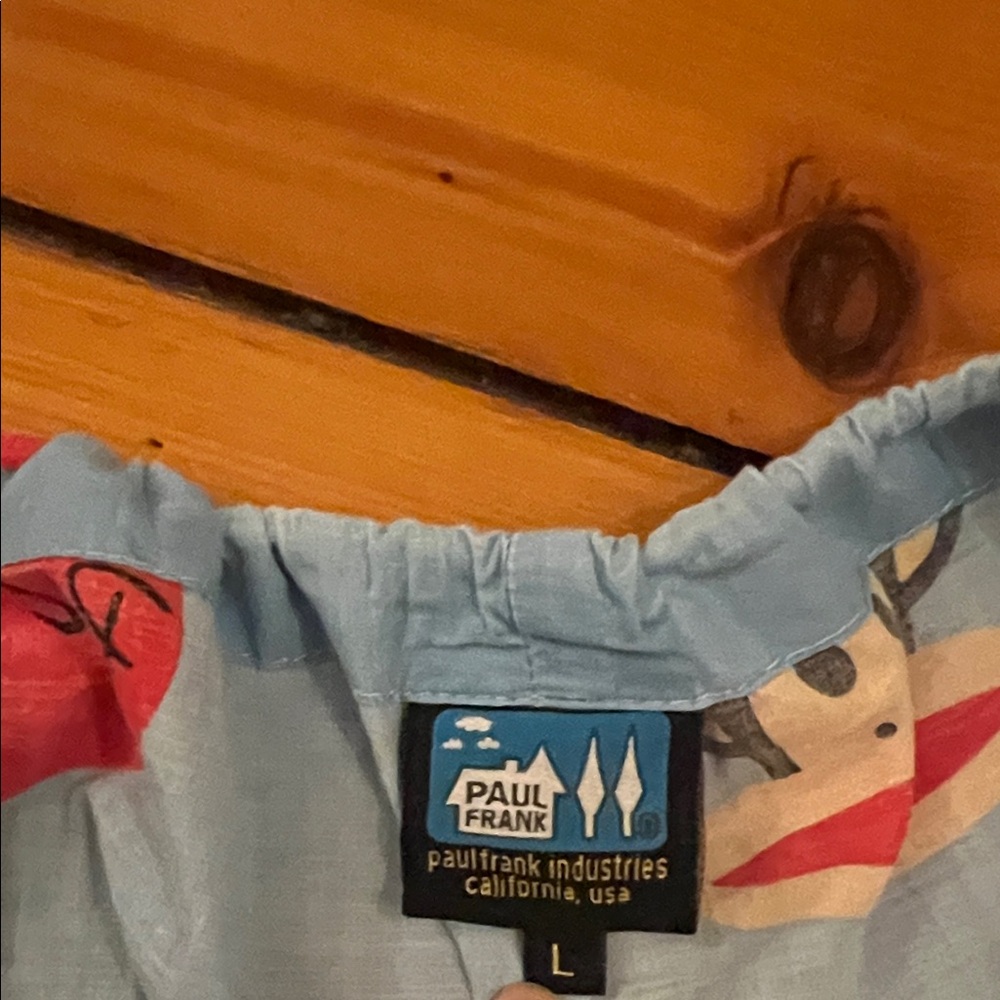 Vintage Paul Frank Lightweight Light Blue Monkey Print Pajama Bottoms L - Picture 3 of 7